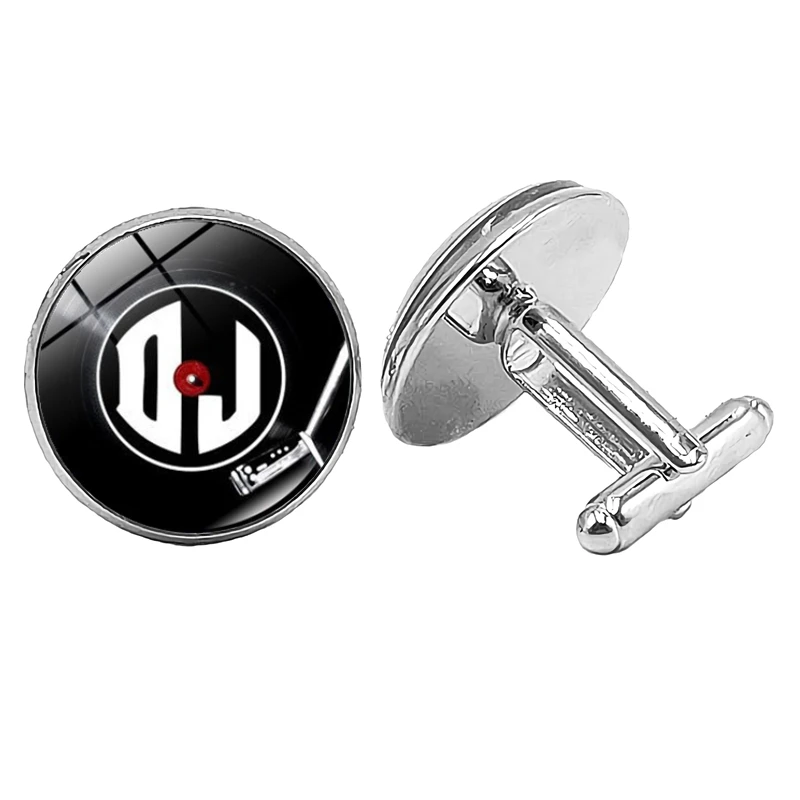 New Jewelry Cufflinks DJ Turntable Music Creative Time Glass Convex Men's Gift High-grade French Shirt Sleeve Nails | Украшения и