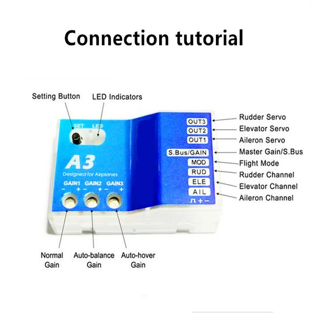 

A3 V2 Flight Controller Stabilizer 3-Axis Gyro for RC Fixed-wing Airplane