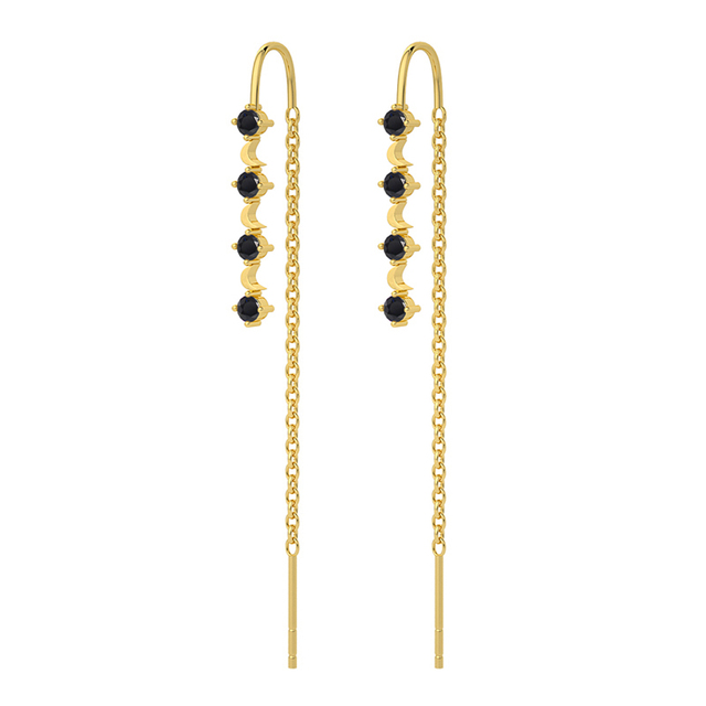 925 Sterling Silver Long Chain Tassel Threader Earrings Colored Zircon Snake Padlock Key Pendant Dangle Earrings Jewelry