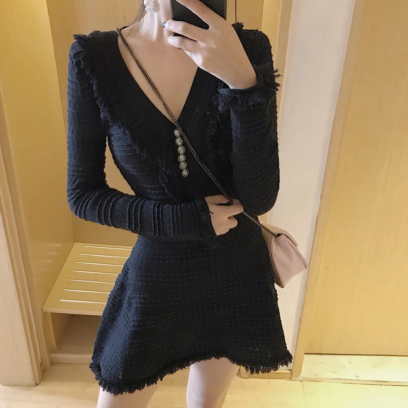 

Nightclub Skirt Spring And Autumn Short-height Elegant-WOMEN'S Dress Debutante Graceful Dress Charade Skirt Black Dress