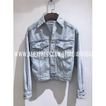 

Light dark denim jacket Ladies Leisure street denim female jacket 2020 spring autumn new short jacket female lapel retro jacket