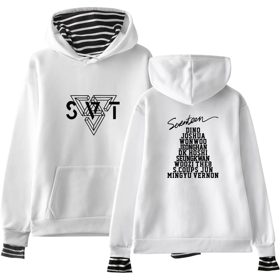 Новая мода Seventeen; Кей-Поп толстовки с капюшоном и свитшоты для пары с капюшоном женские обманка шт K поп одежда в стиле «хип-хоп» в уличном стиле