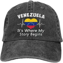Venezuela, это место, где начинается моя история, унисекс, джинсовая бейсболка с эффектом потертости, Спортивная Кепка, регулируемая задняя застежка, Кепка-Дальнобойщик