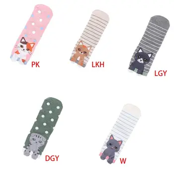 

Women Cotton Long Straight Crew Socks Cute 3D Cartoon Meow Cat Stripes Dot Printed Japanese Style Mid Tube Hosiery