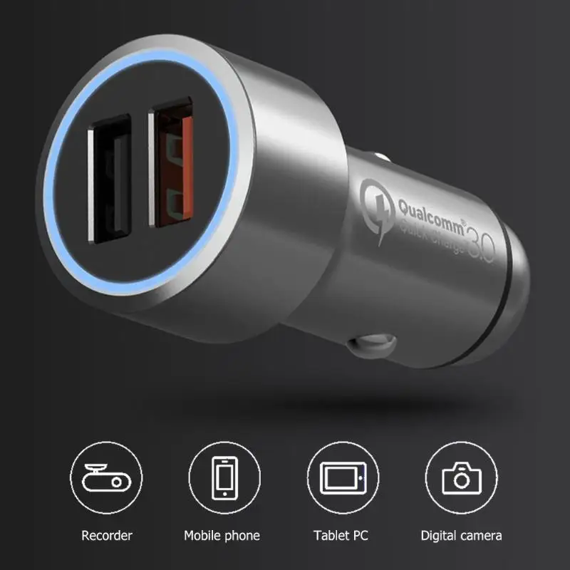 XIAOMI 70MAI Midrive CC02 Dual USB Автомобильное зарядное устройство Металл QC 3,0 Быстрая Зарядка адаптер для смартфона планшета