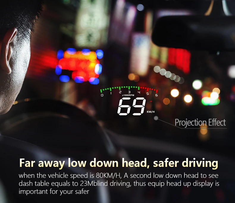 ELING OBD2 Head Up Dispay ڵ    ڵ HUD  ũ   ȸ ӵ RPM  