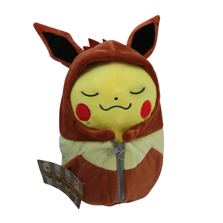 25 см пикачуед с сумкой для сна Charizard Ekans оранжевый фиолетовый коричневый мягкий хорошее качество на день рождения Хэллоуин Рождество подарок для детей - Цвет: Красный