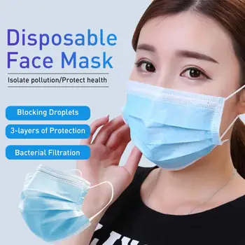 

50pcs Non-woven 3 layers Anti-dust Disposable Masks Safe Breathable Face Masks Mouth Mask Kids Adult Ear loop Filter Masks