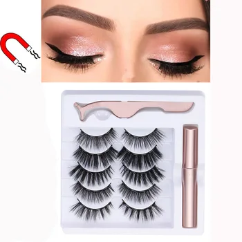 

Magnetic False Eyelashes Eyeliner Makeup Natural Thick Handmade No Glue Prevent Allergy Magnet Eyelash With Eyelash Applicator