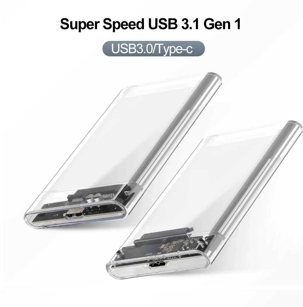 External Hard Drive Case SSD Enclosure External Hard Drive Box Hard Disk Case Hard Drive Enclosure HDD Case Enclosure TISHRIC Transparent HDD Case USB 3.0 Type C For SSD External Hard Disk Drive HDD Box/Enclosure 2.5 HD Optibay SATA to USB 6Gbps