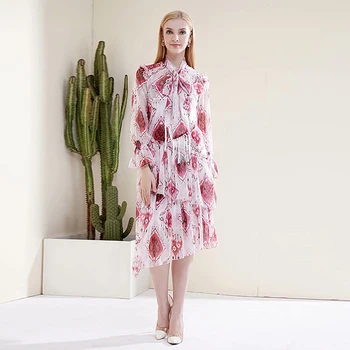 

High Quality Summer 2020 New Women'S Fashion Party Sexy Casual Beach Outing Vintage Elegant Chic Printed Chiffon Dress