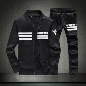 

Tracksuit Men Set 2019 Autumn Fashion Slim Fit Printed Zip Sweatshirt Hot Warm Sport Suit Casual Clothing Male jogging homme