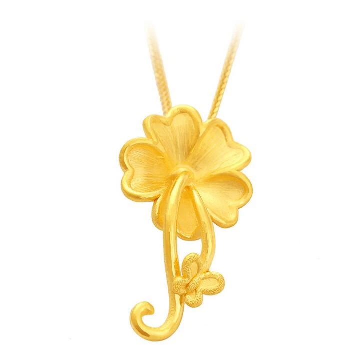 

NEW ARRIVAL REAL 24K YELLOW GOLD FLOWER 3D PENDANT 3.23G