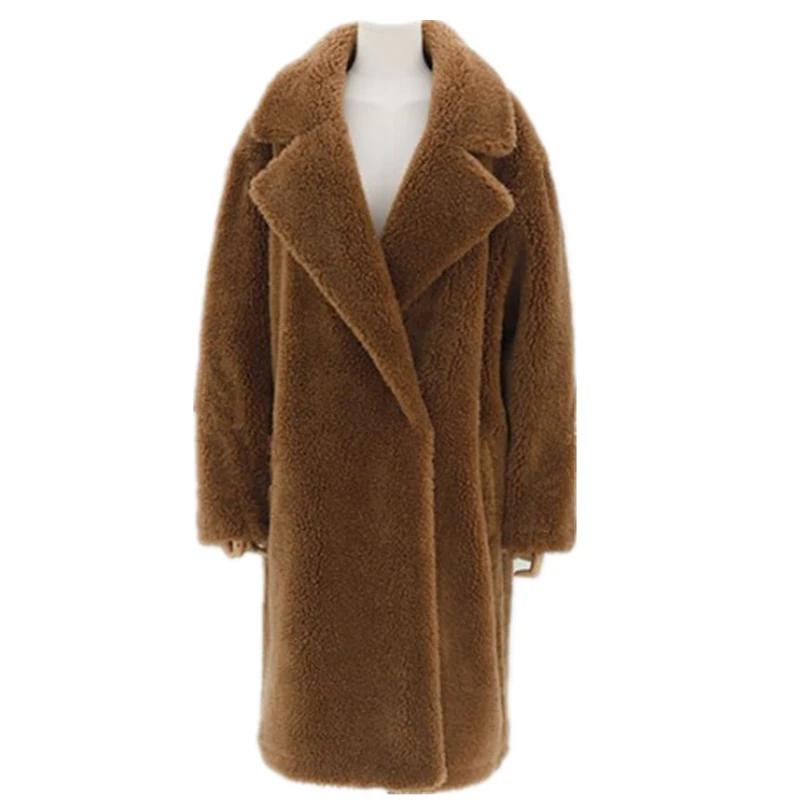 Winter Women Fashion Elegant Faux Lamb Fur Coat Thick Warm Faux Fur Overcoat XHSD-434 - Цвет: Brown