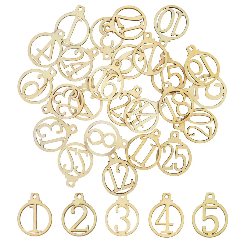 Wooden Christmas Advent Calendar Countdown Number 1-25 Tags Home Party Christmas Decorations Advent Calendar Pendant 25Pcs/Set,christmas countdown calendar,christmas advent calendar