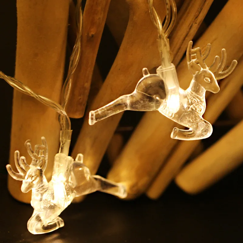 

3M/20LED / 5 M 40 LED Christmas Elk String Fairy lights Battery Flash Garlands for Xmas Holiday Party Garden Decoration