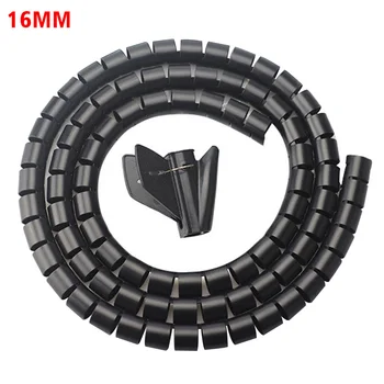 

2m Home Office Storage Tube Organizer Cable Sleeve PE Durable Flexible Easy Wrap Tidy Wire Management Protector Cover With Clip