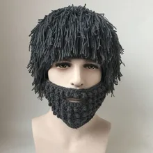 Маска для лица для альпинизма для мужчин и женщин, вязаная шапка с ушками, вязаная шапка с бородой, вязаная шапка с бородой, Хобо, пещерный человек, подарки на день рождения