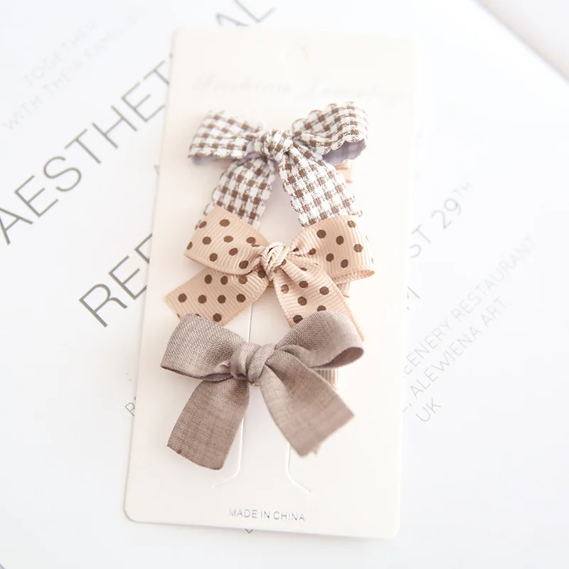 3Pcs/Set Baby Hair Clips For Girls Flower Printed Bows Kids Girl Hairpins Lattice Children Barrettes Baby Girl Hair Accessories accessoriesdiy baby 