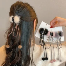 

Winter Streamer Fur Ball Grip Plush Back Head Half Tied Girls' Hairpin Hair Clips Hair Clip Hair Bows Claw Clip Headwear