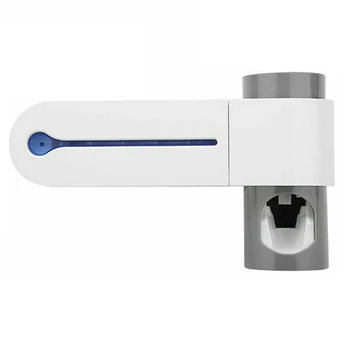 

UV Sterilizer Toothbrush Holder Cleaner + Automatic Toothpaste Dispenser Dust-proof Toothbrush Holder Wall Mount Stand Squeezers