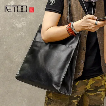 

AETOO Men's generic cowhide handbags, vintage trend handmade shoulder bags
