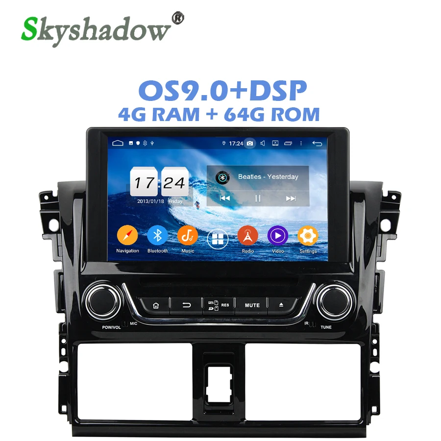 Ips DSP Android 9,0 4 Гб ОЗУ 64 Гб ПЗУ автомобильный dvd-плеер Wifi 4G Bluetooth RDS радио gps карта для Toyota VIOS YARIS 2013