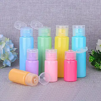 

5pcs 10ml Plastic PP Candy colors Flip Lid Lotion Bottles Squeezable Cosmetic Sample Container Travel Liquid Fill Vials