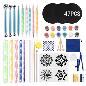 

47pcs Mandala Dotting Tool for Painting Rock Stone Stencil Acrylic Stick Sticker