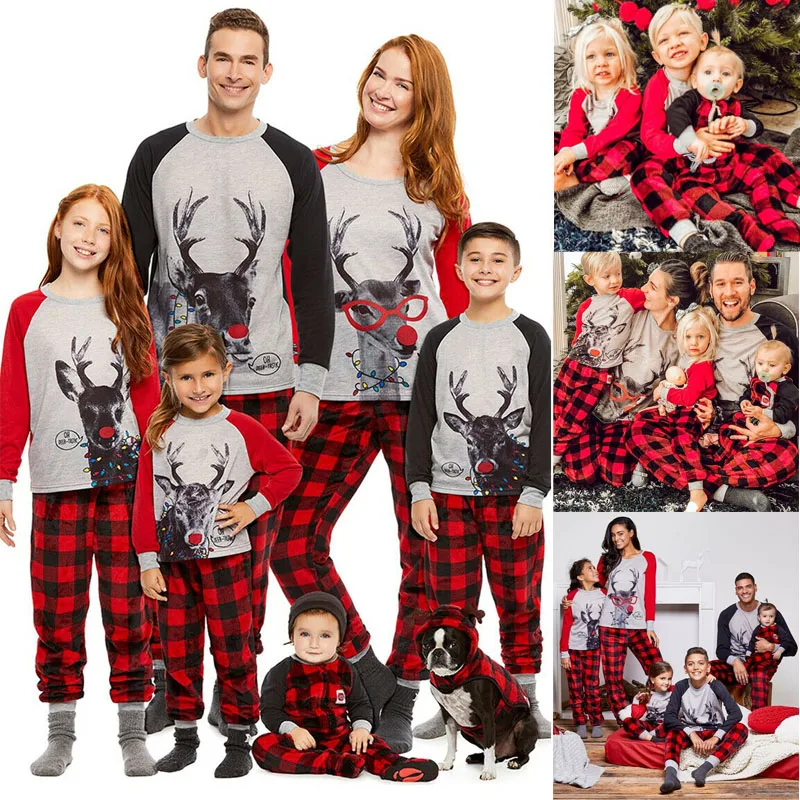 Рождественская Пижама с оленем; Семейный комплект рождественских пижам для взрослых, женщин, мужчин и детей; одежда для сна; комплект повседневной одежды