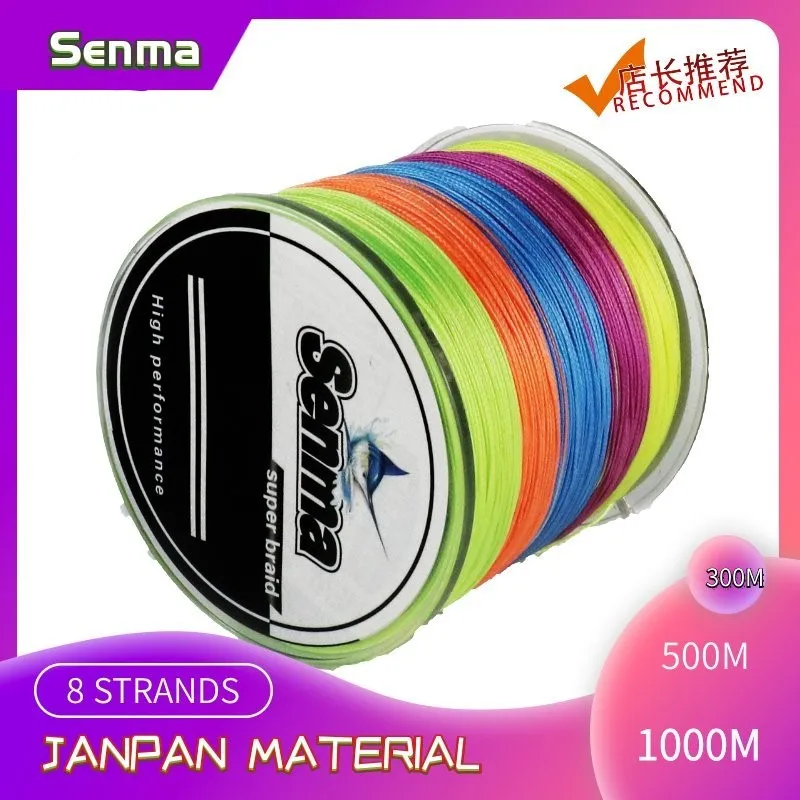 Senma 8X 300 м 500 1000 PE леска 8 прядей плетеная 10 100LB мультифиламентная