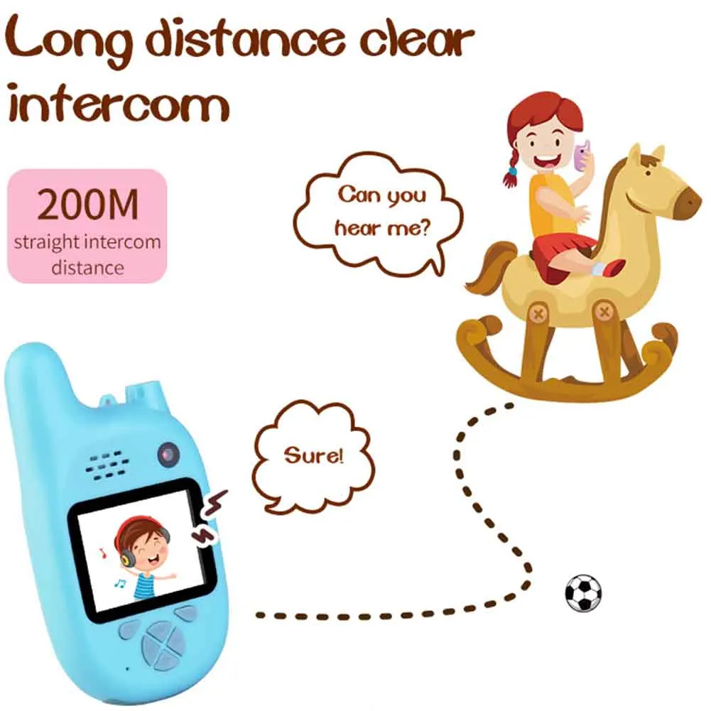 

Interactive Cartoon ABS Walkie Talkie Shooting Mini Handheld Intercom Camera Long Range Video Recording Kids Toy HD Screen