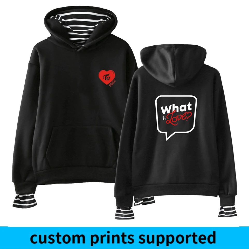 

TWICE 2018 New Arrival Loving Prints Fake two-piece suit Streetwear Men/Women Autumn Winter Hoodies Casual Kpop sweatshirt