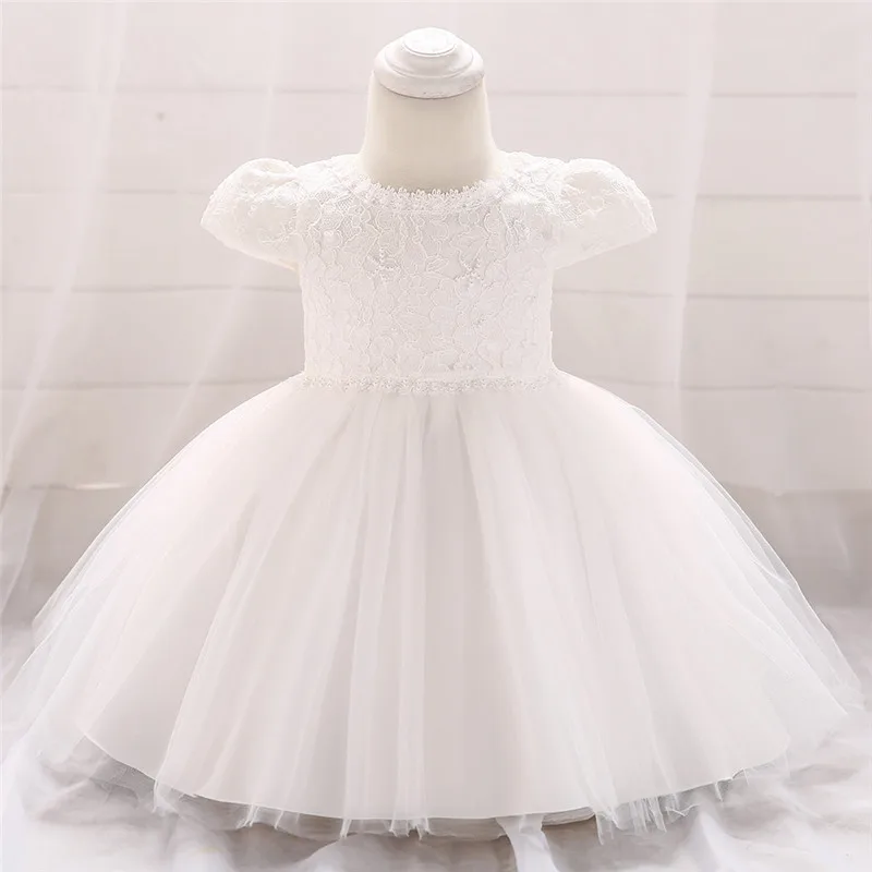 Newborns Girl Dresses Flower Bow Lace Kid Girls Baptism Dresses