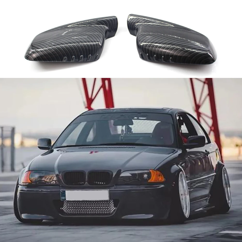 

1 Pair Car Rearview Mirror Cover Cap Carbon Fiber Pattern Replacement Shell For BMW E46 E66 2000-2008 51168238376 51168238375