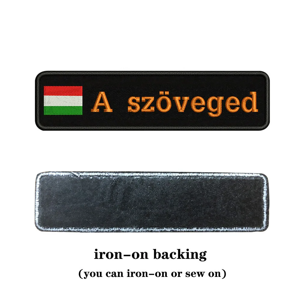 orange-iron on Таможня вышивка Венгерский национальный флаг заплатка с текстом 10 см* 2,5 см значок Железная на или липучке Подложка для одежды брюки рюкзак шляпа - Цвет: orange-iron on