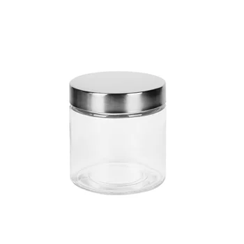 

800ml Clear Round Glass Jars Storage Container with Stainless Steel Lids for Sealing
