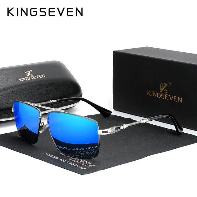 Мужские солнцезащитные очки с дужками из нержавеющей стали KINGSEVEN