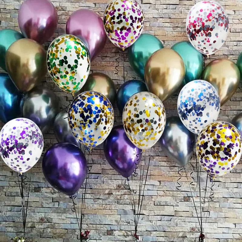 10 шт. металлические двухцветные конфетти воздушные шары Декор на день рождения парти воздушные шары на день рождения свадебные предметы для вечеринки, сувениры XN
