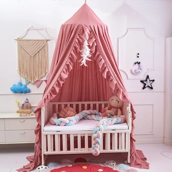 Baby Ruffle Canopy Mosquito Curtain Children Room Decoration Crib Netting Baby Ruffle Bed Canopy For Child 2