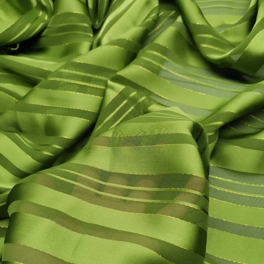 В продаже платье ткань шелковистая полоса золотой Шиммер chiffonStripe материал DIY тканевая лента из ткани