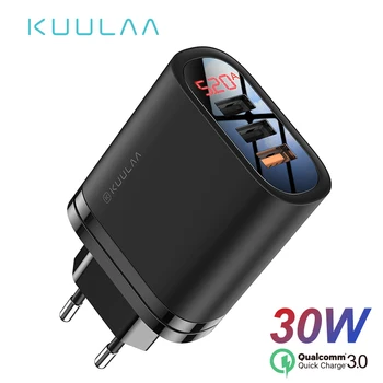 

KUULAA Quick Charge 3.0 USB Charger 30W QC3.0 QC Fast Charging Multi Plug Mobile Phone Charger For iPhone Samsung Xiaomi Huawei