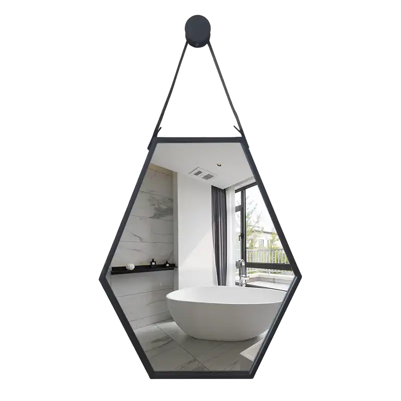 Espejo de pared Hexagonal de estilo nórdico, fondo negro para