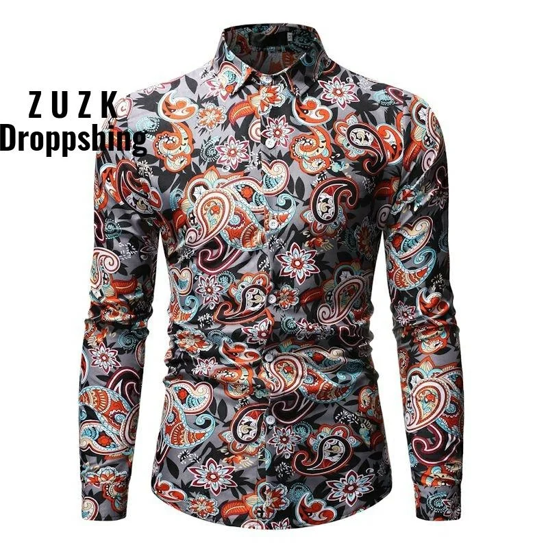 ZUZK Mens Shirt Brand Design Stylish Slim Fit Dress Shirts Men Long Sleeve Chemise Homme Party Casual Social Camisas Hombre