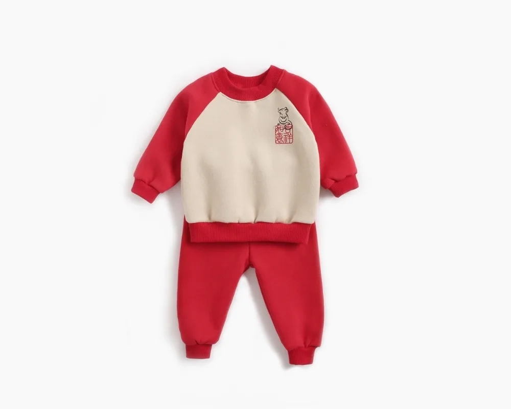 Children's suit autumn and winter new cotton boy sports sweater+ sports pants cartoon fashion print girl long sleeve suit