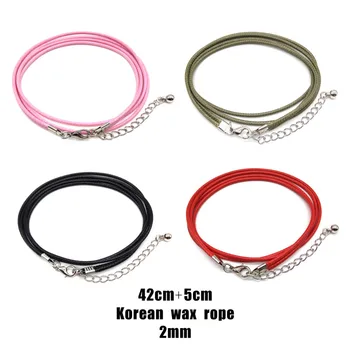 

5 pcs/lot 2mm Korea Leather Rope Chain Women Men DIY Jewelry Necklace Pendant Chain Findings Lobster Clasp Srting Cord Wholesale