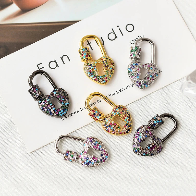 

Minghuang new pendant color zircon DIY lock pendant accessories for handmade earrings / necklace popular jewelry lock handles