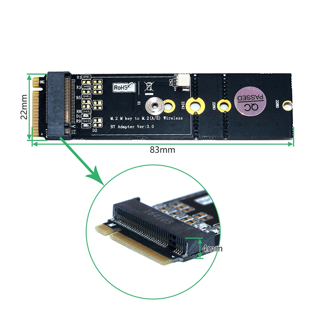 M.2 Wifi адаптер беспроводной Bluetooth ПК NGFF ключ A к M конвертер карта для Intel 8265