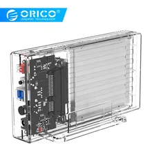 ORICO 2," HDD корпус с Raid Функция SATA USB 3,0 прозрачный корпус жесткого диска Поддержка UASP для детей в возрасте от 7 9,5 мм жесткий диск SSD 4 ТБ