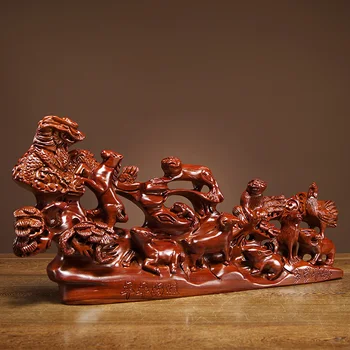 

Carved Rosewood Statue Chinese Zodiac Decorations Handicraft Household Sitting Room Porch TV Decorated Sculpture